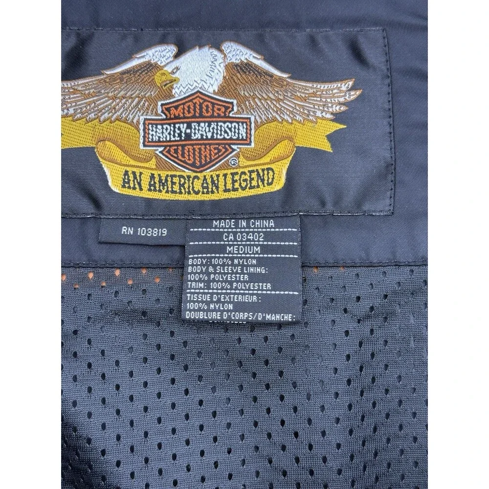Harley Davidson Men's Orange Black Nylon Jacket Medium